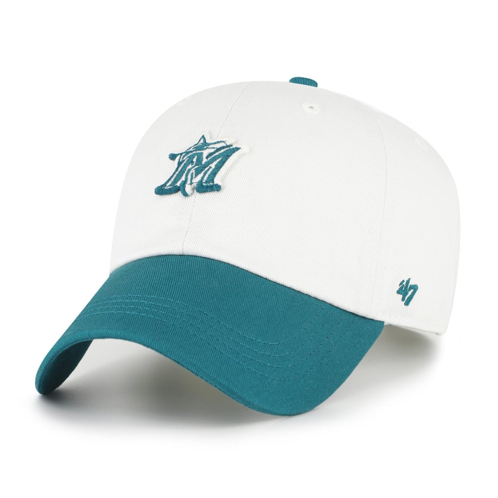 Miami Marlins '47 Unisex Contemporary Tonal Clean Up Adjustable Hat - White/Teal