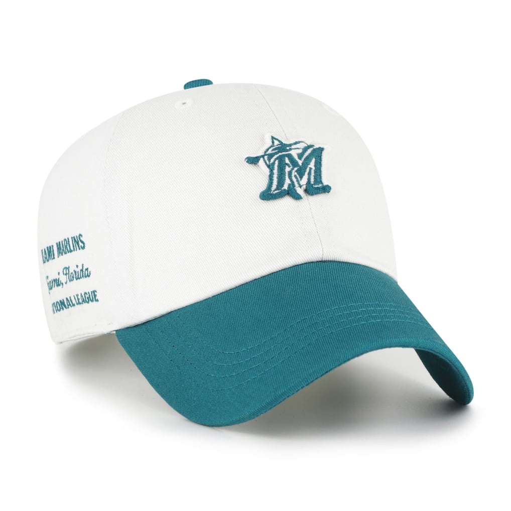 Miami Marlins '47 Unisex Contemporary Tonal Clean Up Adjustable Hat - White/Teal