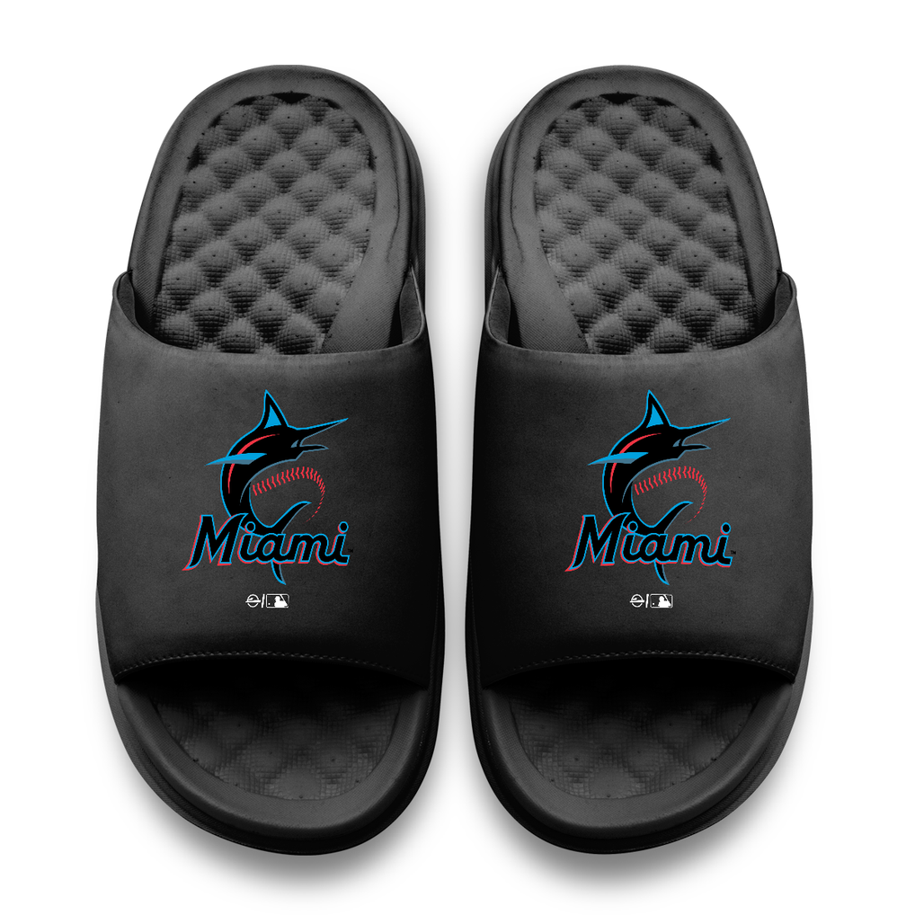 Miami Marlins ISlide Unisex Primary Motive Slide Sandals - Black