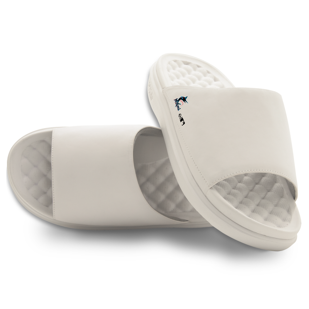 Miami Marlins ISlide Unisex Minimalistic Motive Slide Sandals - Cream