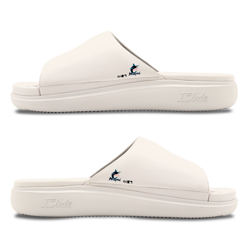 Miami Marlins ISlide Unisex Minimalistic Motive Slide Sandals - Cream