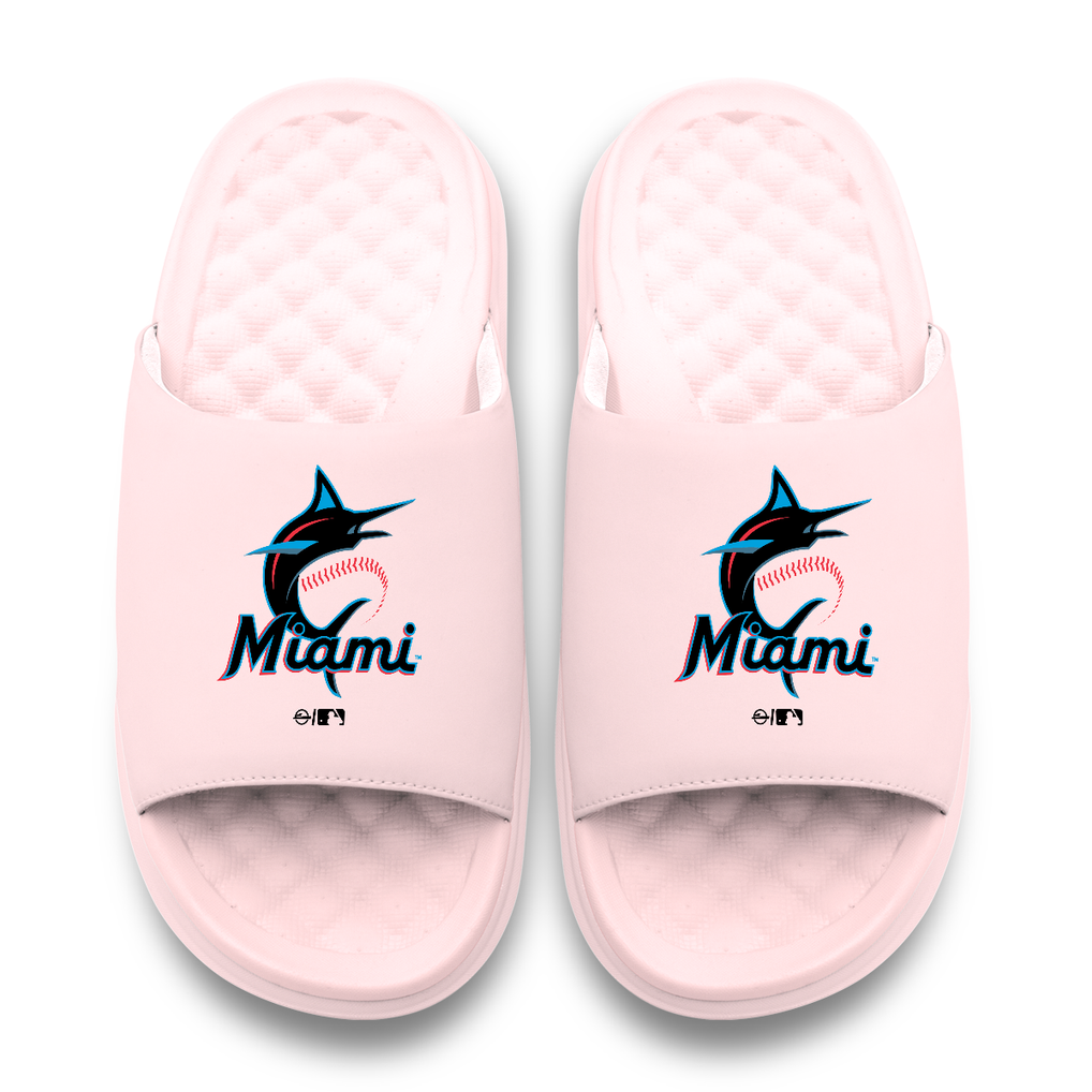 Miami Marlins ISlide Unisex Primary Motive Slide Sandals - Pink