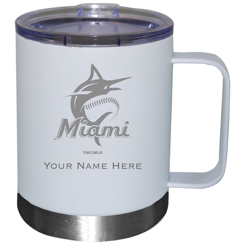Miami Marlins 12oz. Personalized Stainless Steel Lowball with Handle - White