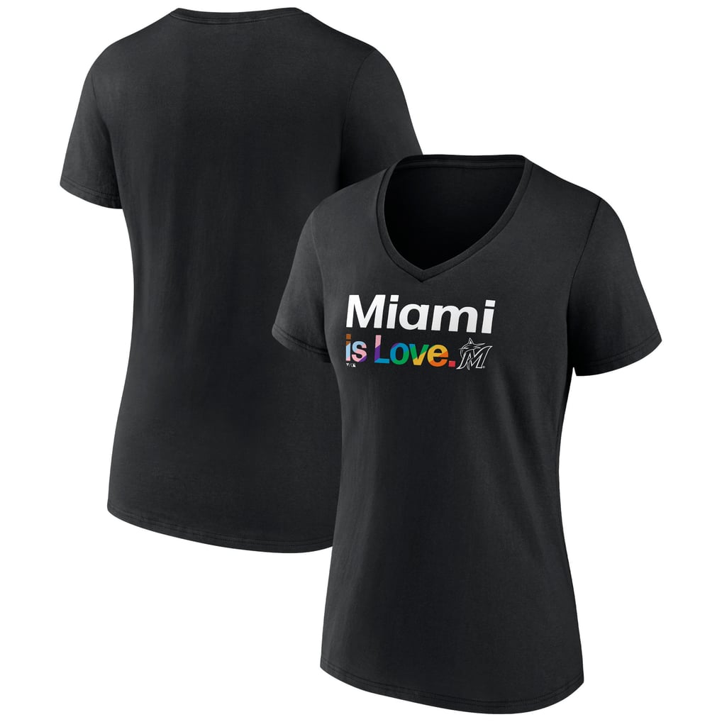 Miami Marlins Women's City Pride V-Neck T-Shirt - Black