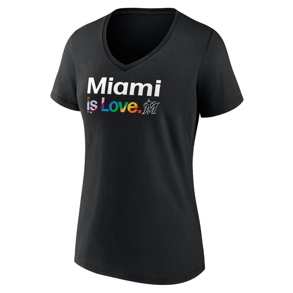 Miami Marlins Women's City Pride V-Neck T-Shirt - Black