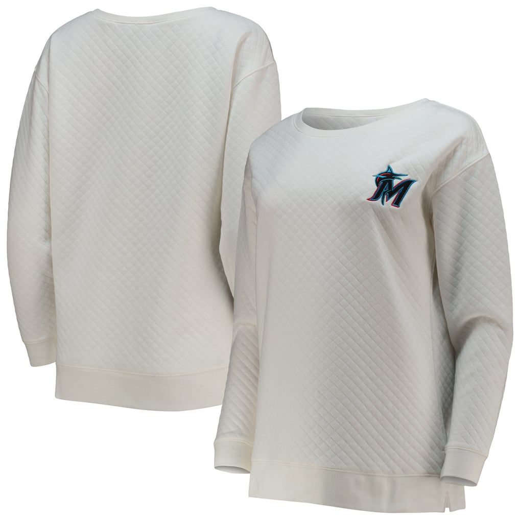 Miami Marlins Concepts Sport Women's Quilted Pullover Sweatshirt - White/Cream