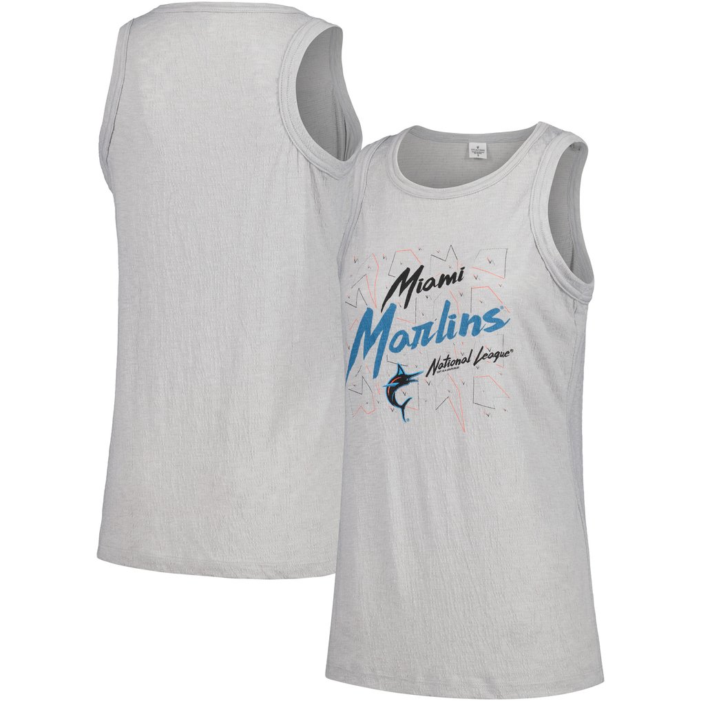 Miami Marlins Soft as a Grape Women's Gauze High Neck Tank Top - Gray