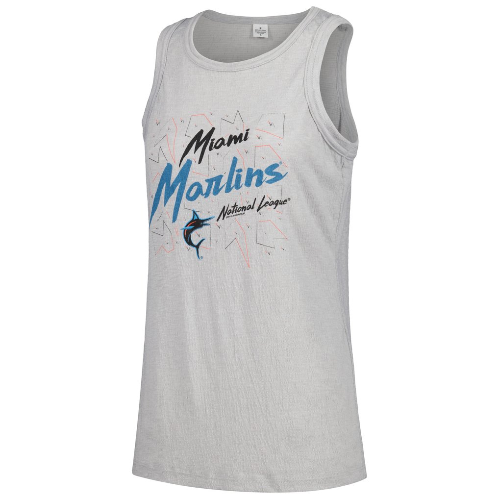 Miami Marlins Soft as a Grape Women's Gauze High Neck Tank Top - Gray