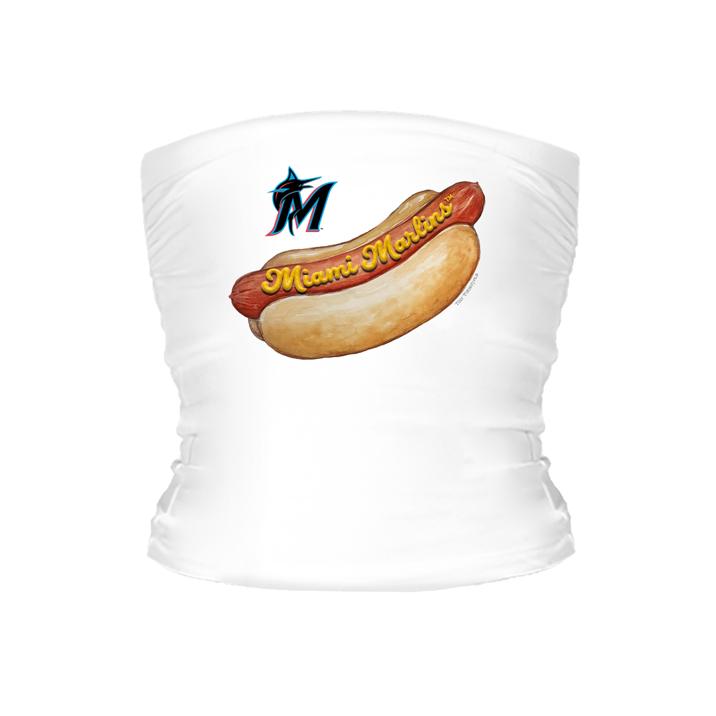 Miami Marlins Tiny Turnip Women's Hot Dog Tube Top - White