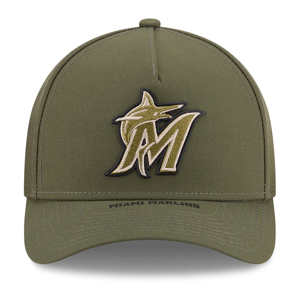 Miami Marlins New Era Youth 2026 Armed Forces Day 9FORTY M-Crown Adjustable Hat - Olive