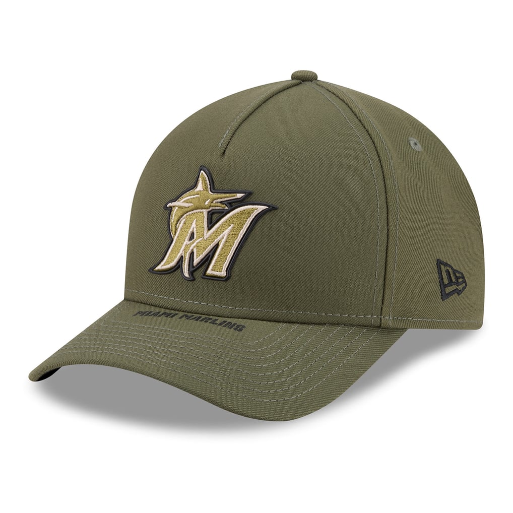 Miami Marlins New Era Youth 2026 Armed Forces Day 9FORTY M-Crown Adjustable Hat - Olive