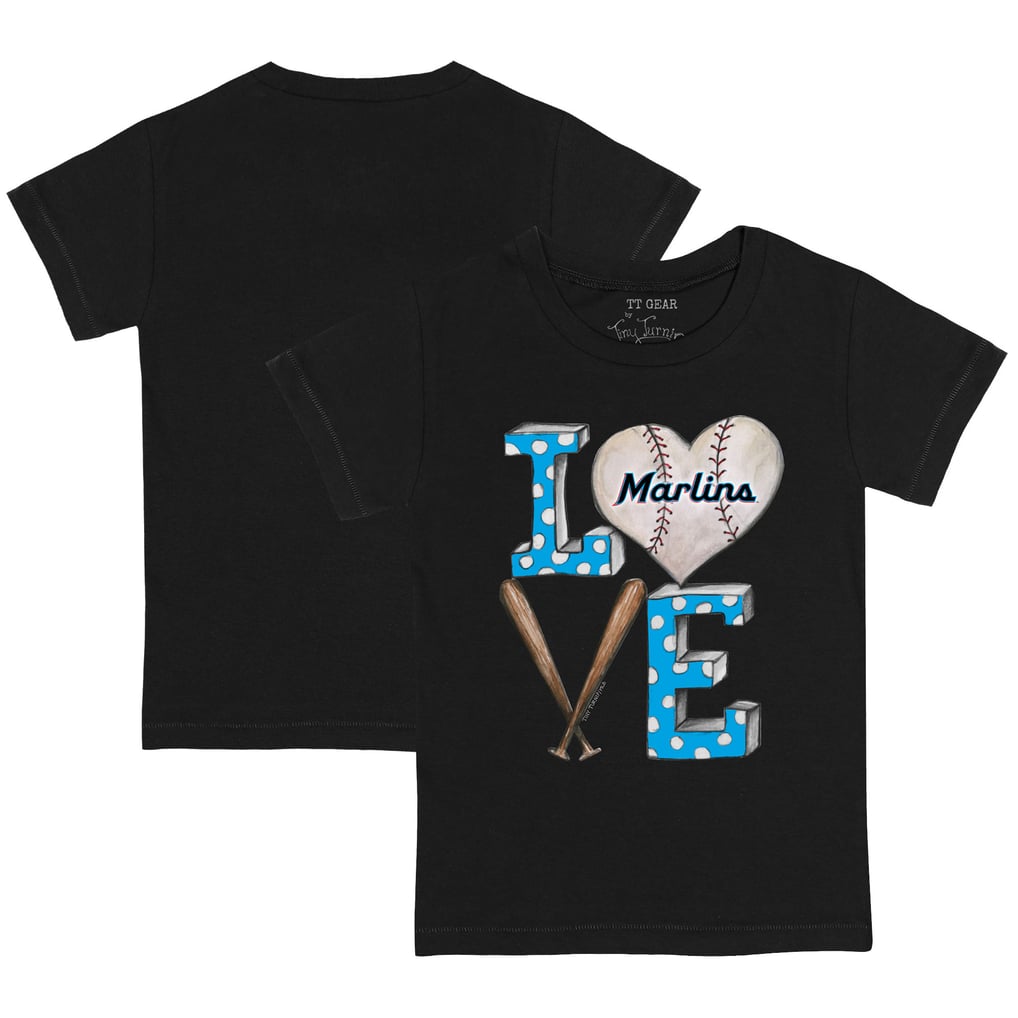 Miami Marlins Tiny Turnip Youth Baseball Love T-Shirt - Black