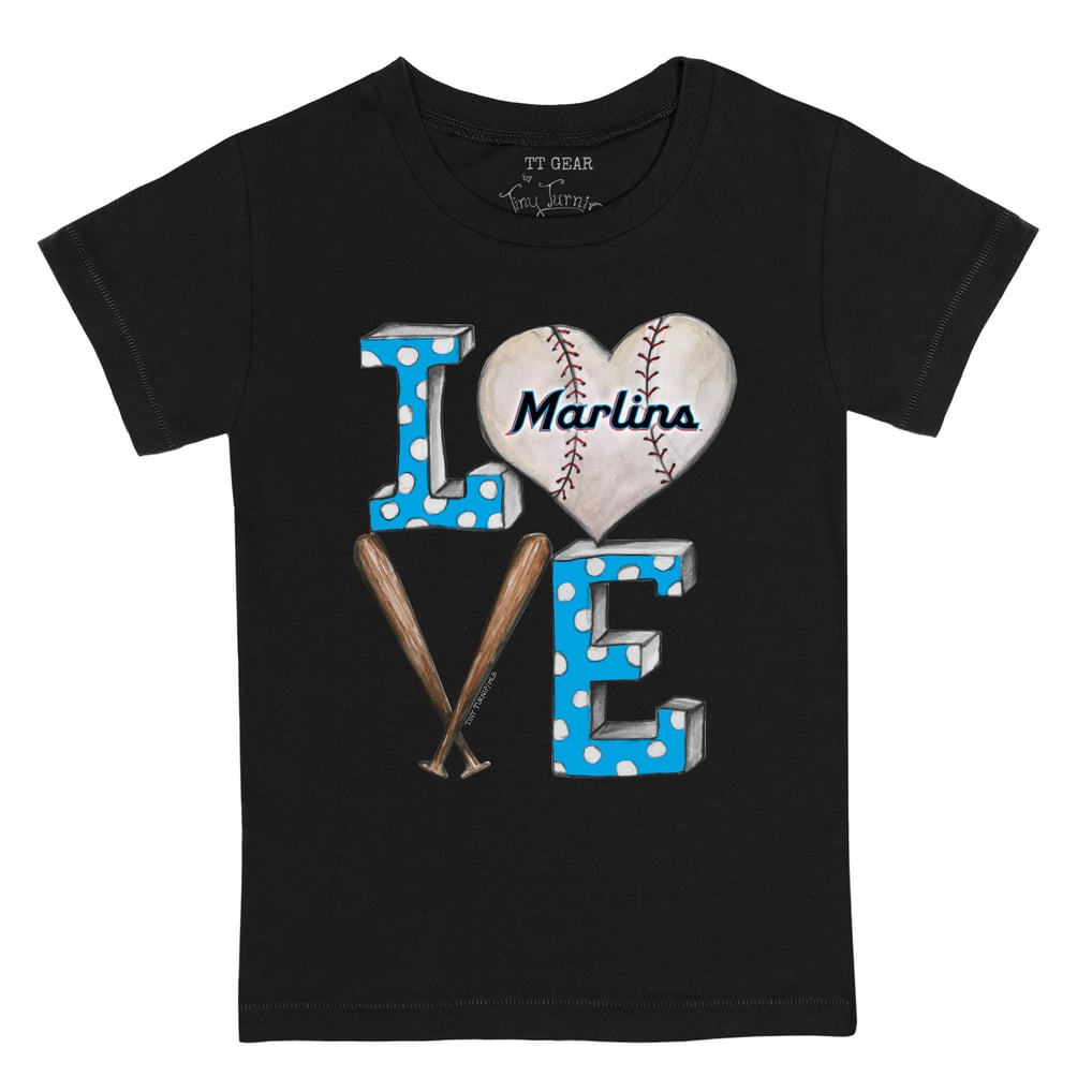 Miami Marlins Tiny Turnip Youth Baseball Love T-Shirt - Black