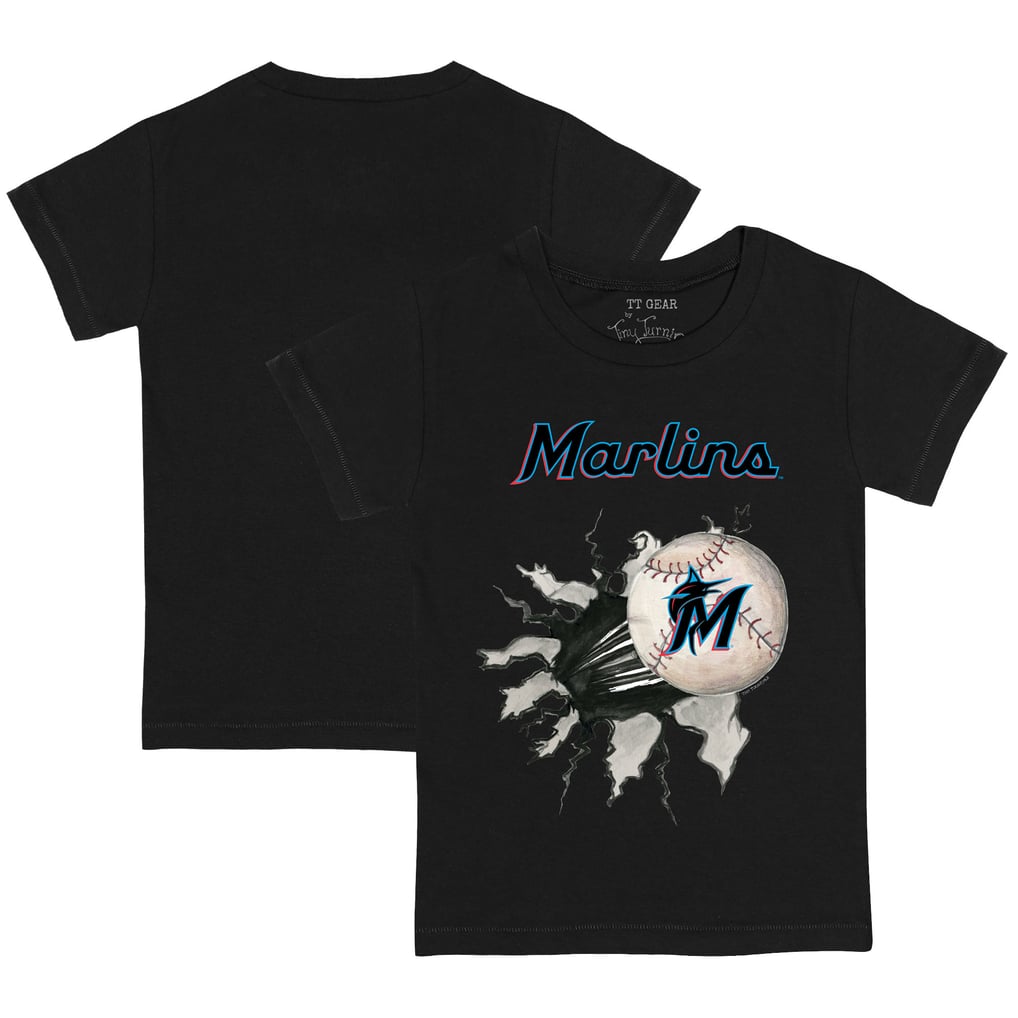 Miami Marlins Tiny Turnip Youth Baseball Tear T-Shirt - Black