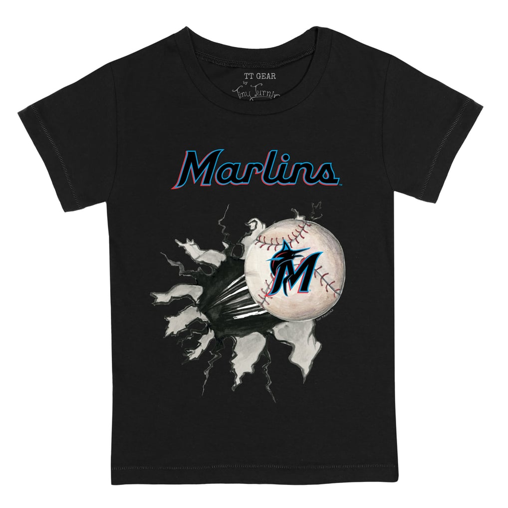 Miami Marlins Tiny Turnip Youth Baseball Tear T-Shirt - Black