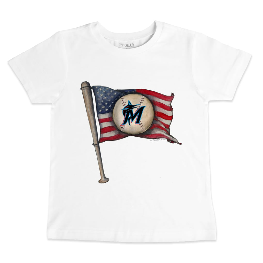 Miami Marlins Tiny Turnip Youth Baseball Flag T-Shirt - White