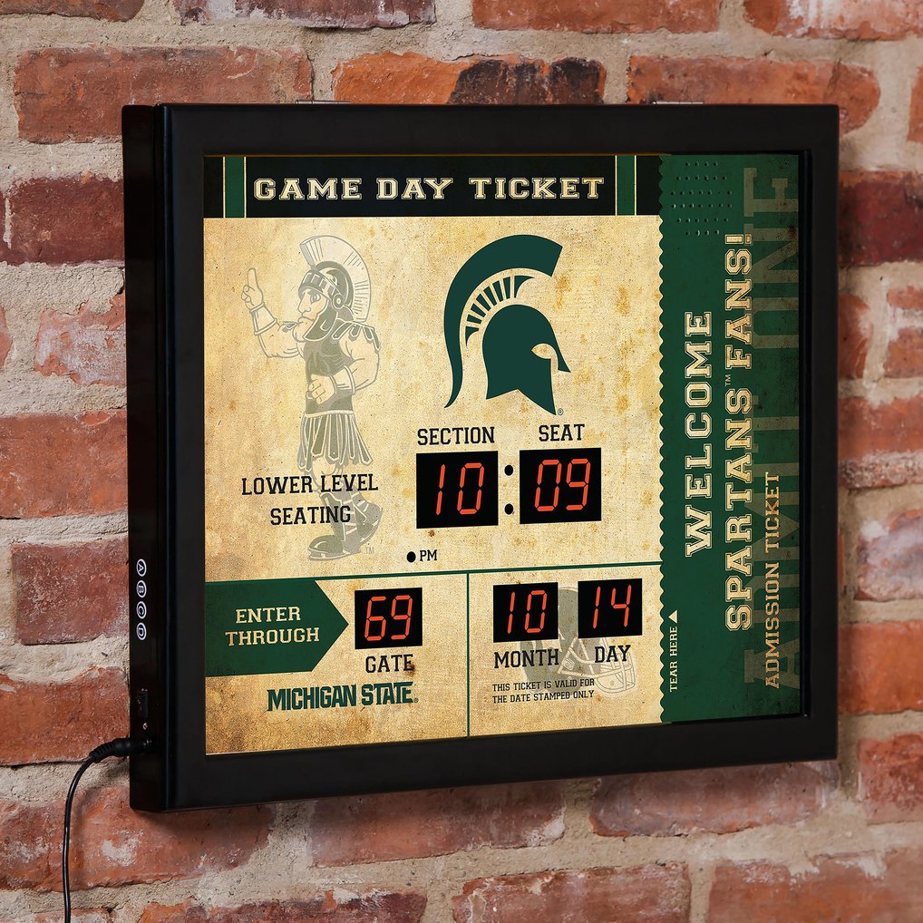  Michigan State Spartans 15" x 19" Bluetooth Scoreboard Wall Clock