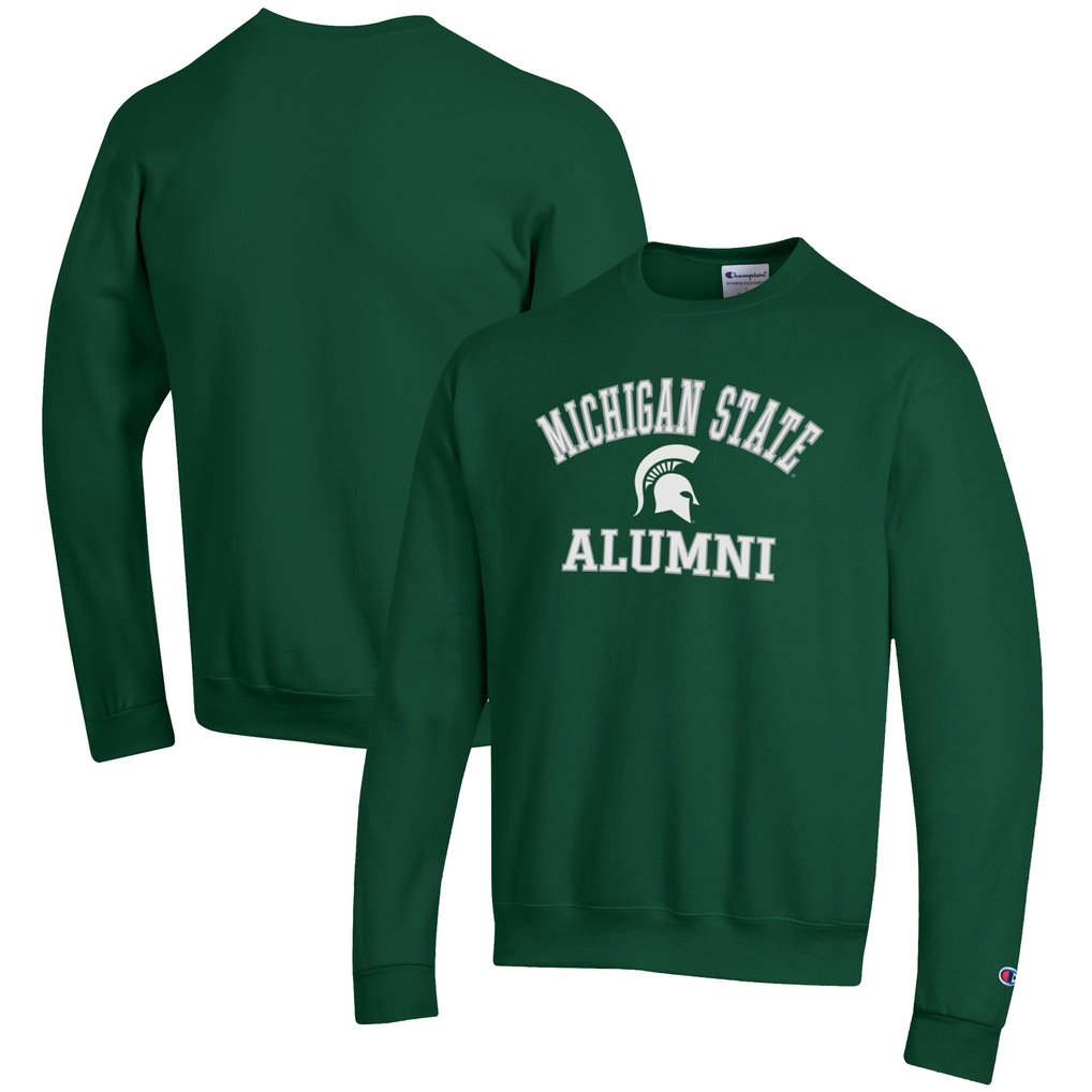  Michigan State Spartans Champion Alumni Logo Arch Pullover Sweatshirt - Green