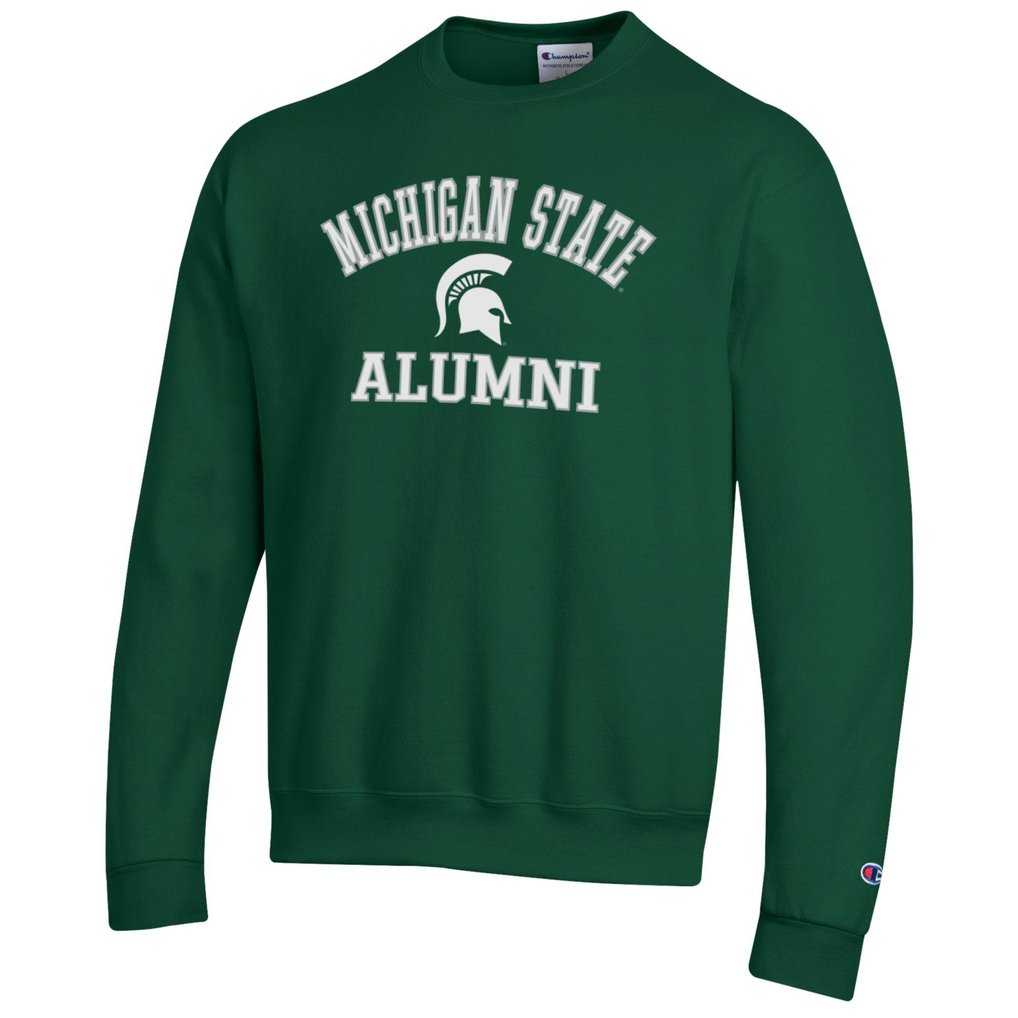  Michigan State Spartans Champion Alumni Logo Arch Pullover Sweatshirt - Green