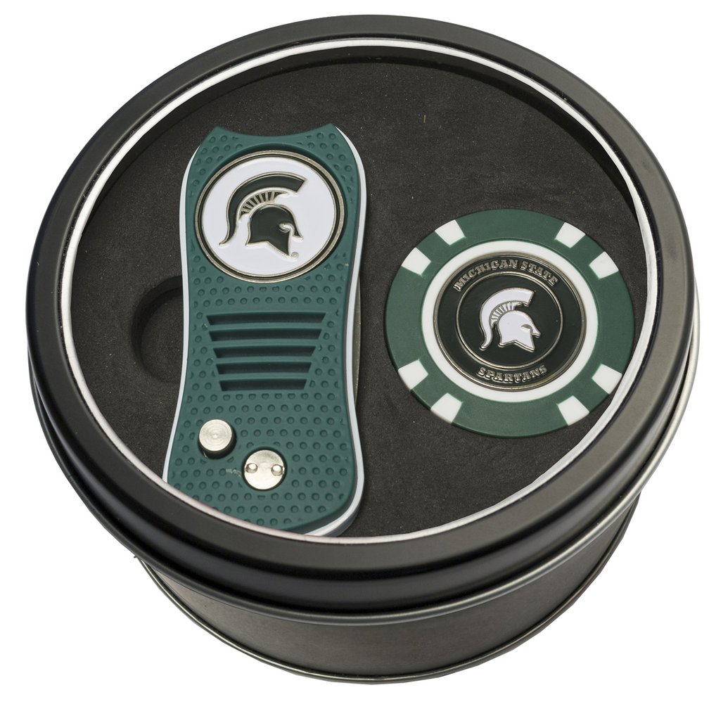 Michigan State Spartans Divot Tool & Golf Chip Personalized Tin Gift Set
