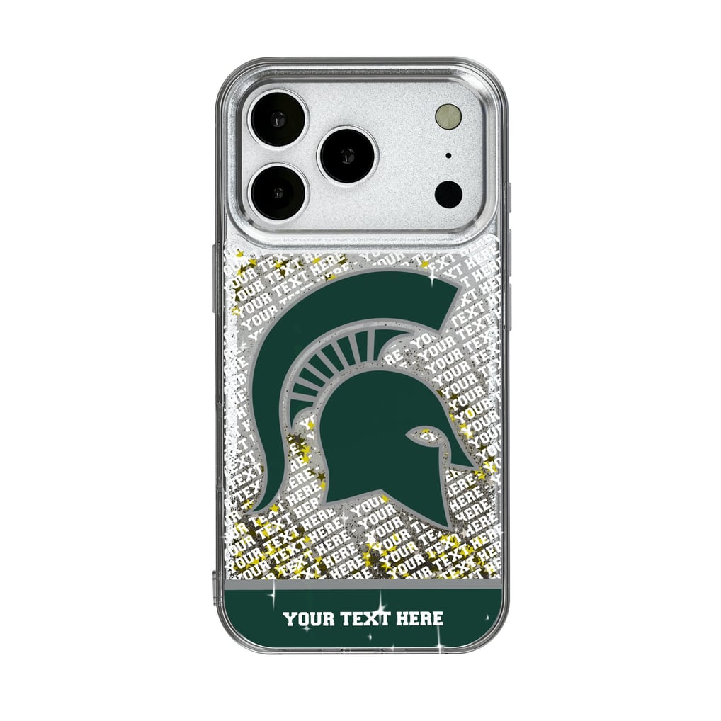 Michigan State Spartans iPhone Endzone Personalized Glitter Case