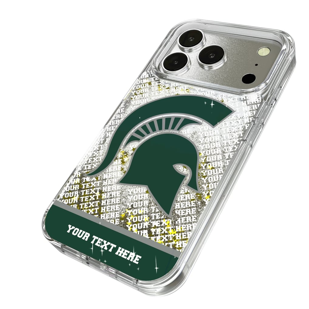 Michigan State Spartans iPhone Endzone Personalized Glitter Case