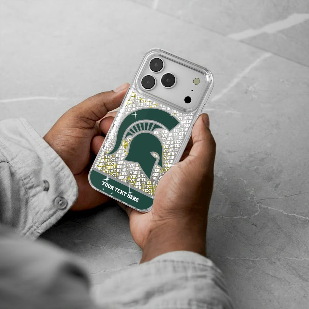 Michigan State Spartans iPhone Endzone Personalized Glitter Case