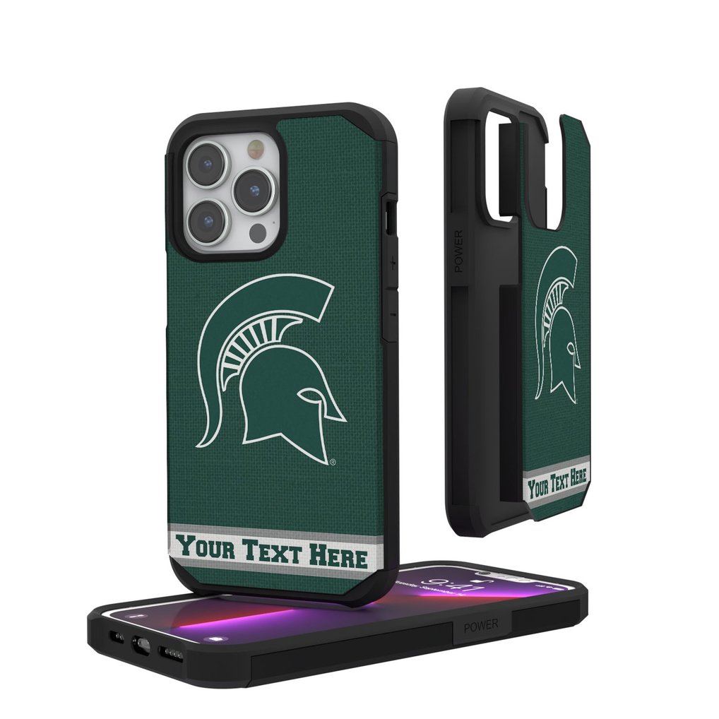 Michigan State Spartans iPhone Stripe Personalized Rugged Case