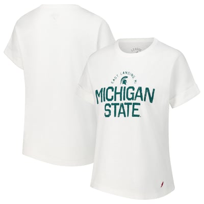 Michigan State Spartans League Collegiate Wear Women's Slub Rolled Cuff T-Shirt - White