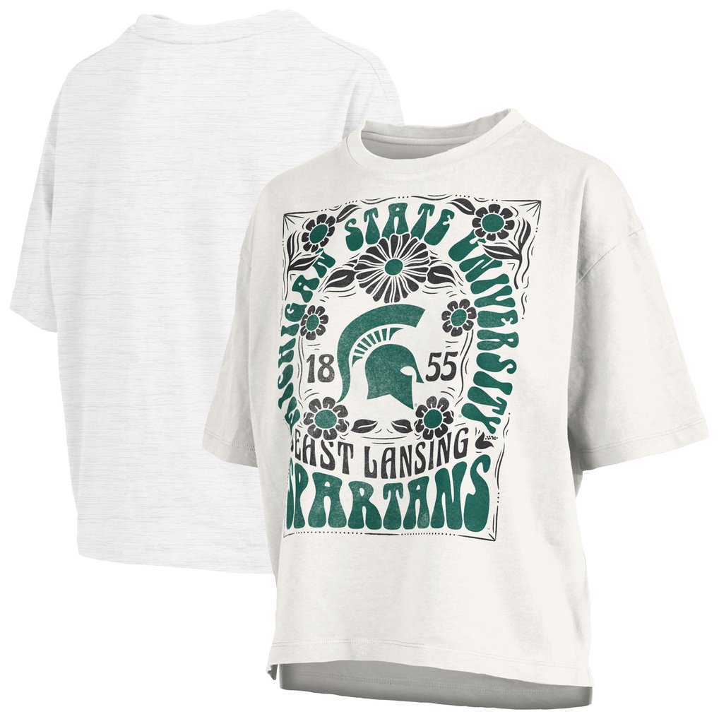 Michigan State Spartans Pressbox Women's Harmony Oversized Slub T-Shirt - White