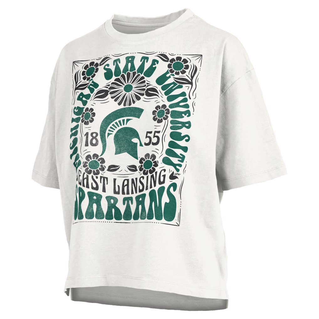 Michigan State Spartans Pressbox Women's Harmony Oversized Slub T-Shirt - White