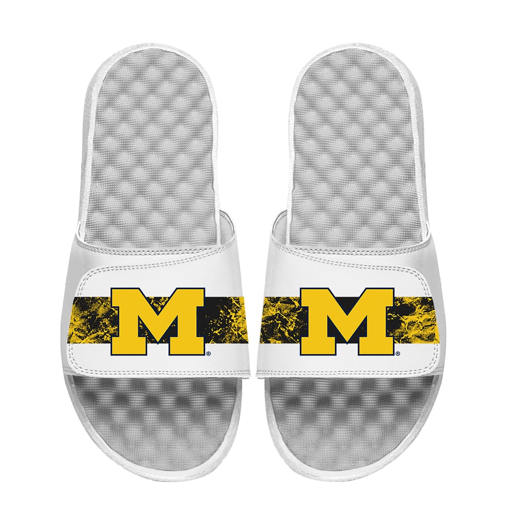 Michigan Wolverines ISlide  Distressed Slide Sandals - White