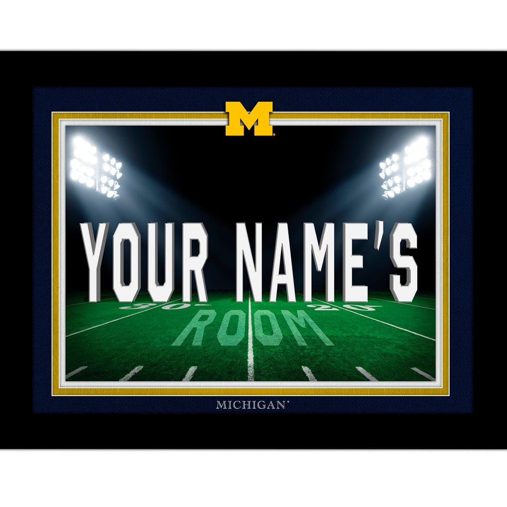 Michigan Wolverines 12'' x 16'' Personalized Framed Field Spotlight Print - Black