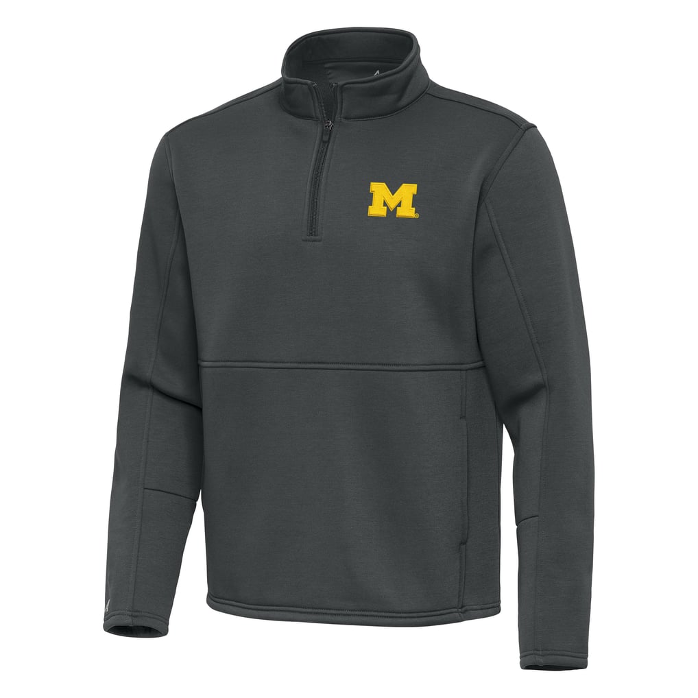 Michigan Wolverines Antigua Twist Quarter-Zip Pullover Jacket - Pewter
