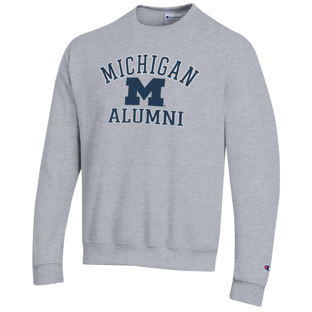  Michigan Wolverines Champion Alumni Logo Arch Pullover Sweatshirt - Gray
