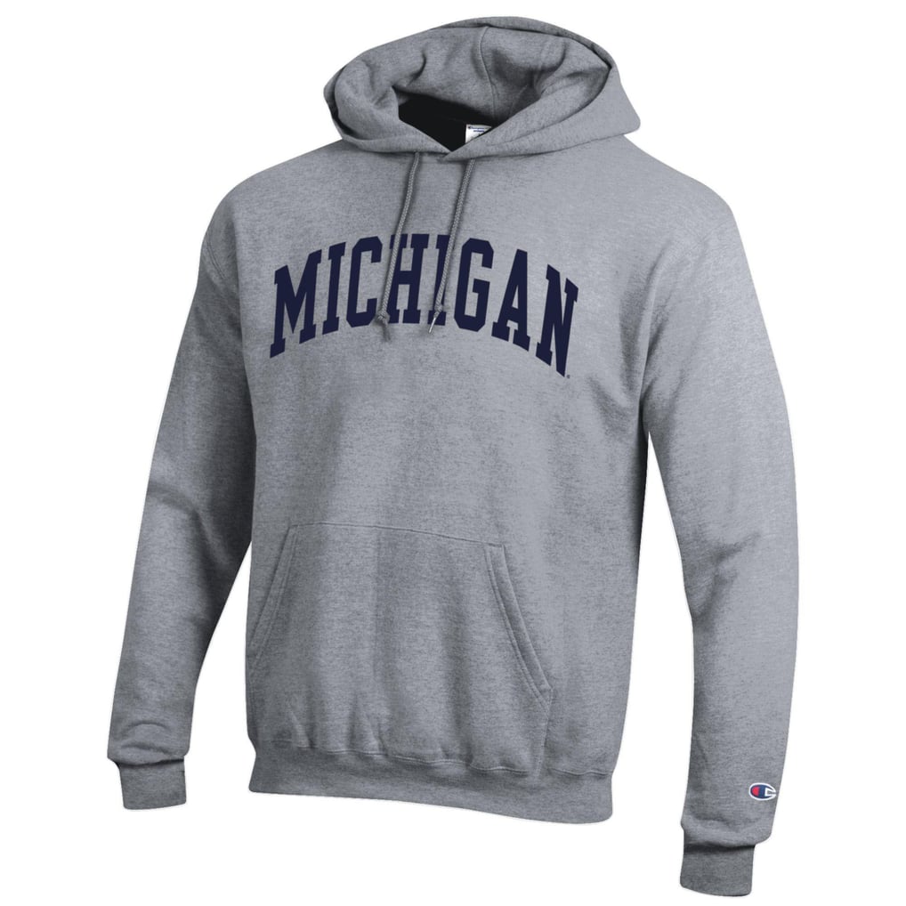  Michigan Wolverines Champion Basic Arch Fleece Pullover Hoodie - Heather Gray