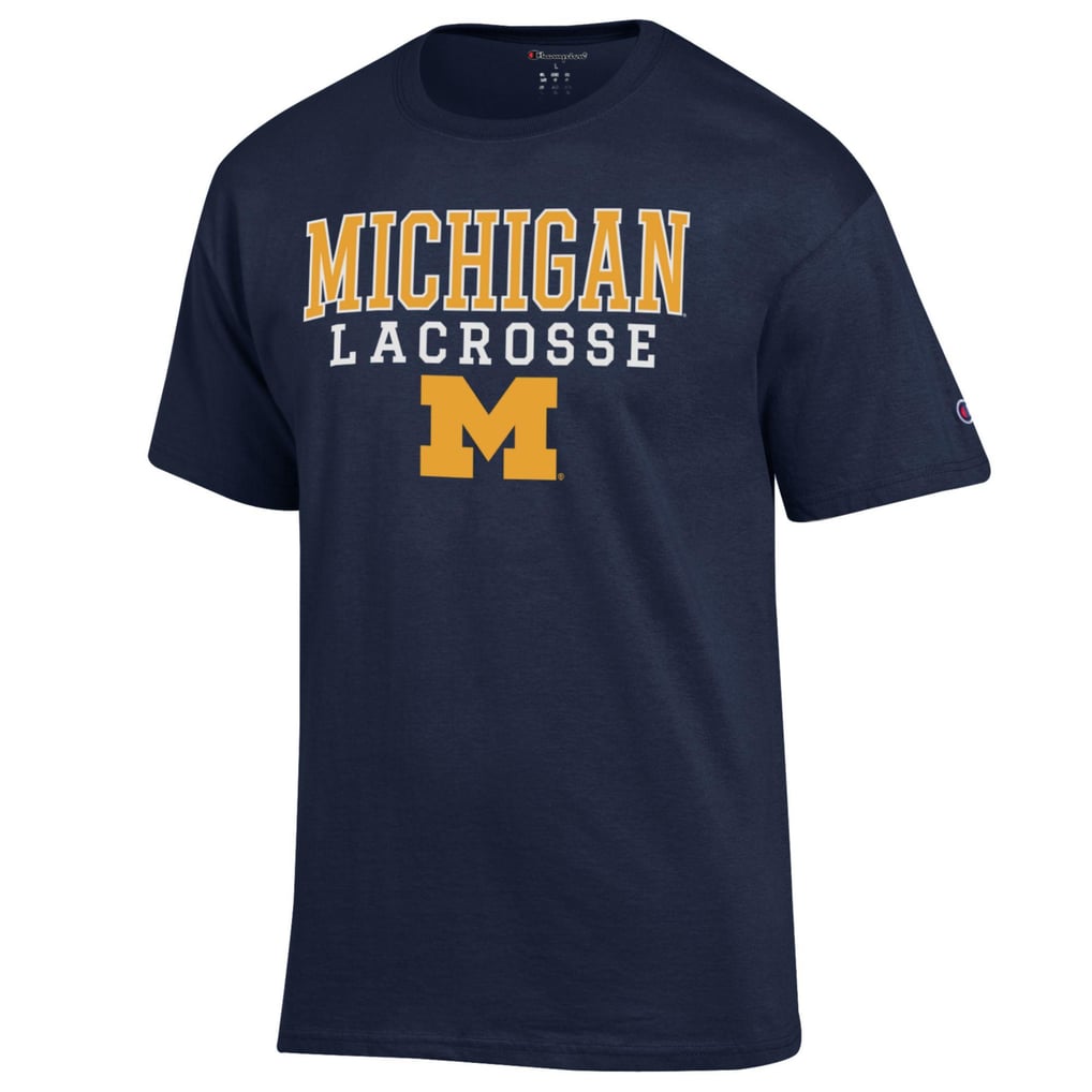 Michigan Wolverines Champion Stack Logo Lacrosse Powerblend T-Shirt - Navy