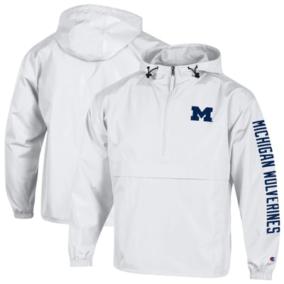  Michigan Wolverines Champion Cloud Packable Half-Zip Hooded Jacket - White