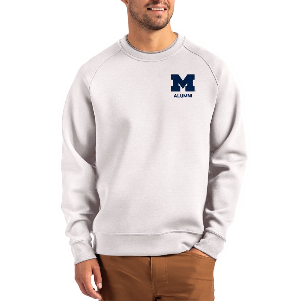 Michigan Wolverines Cutter & Buck Roam Recycled Pullover - Gray
