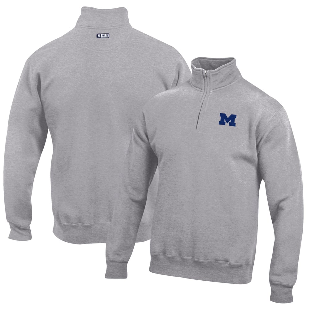 Michigan Wolverines Big Cotton Quarter-Zip Pullover Sweatshirt - Gray
