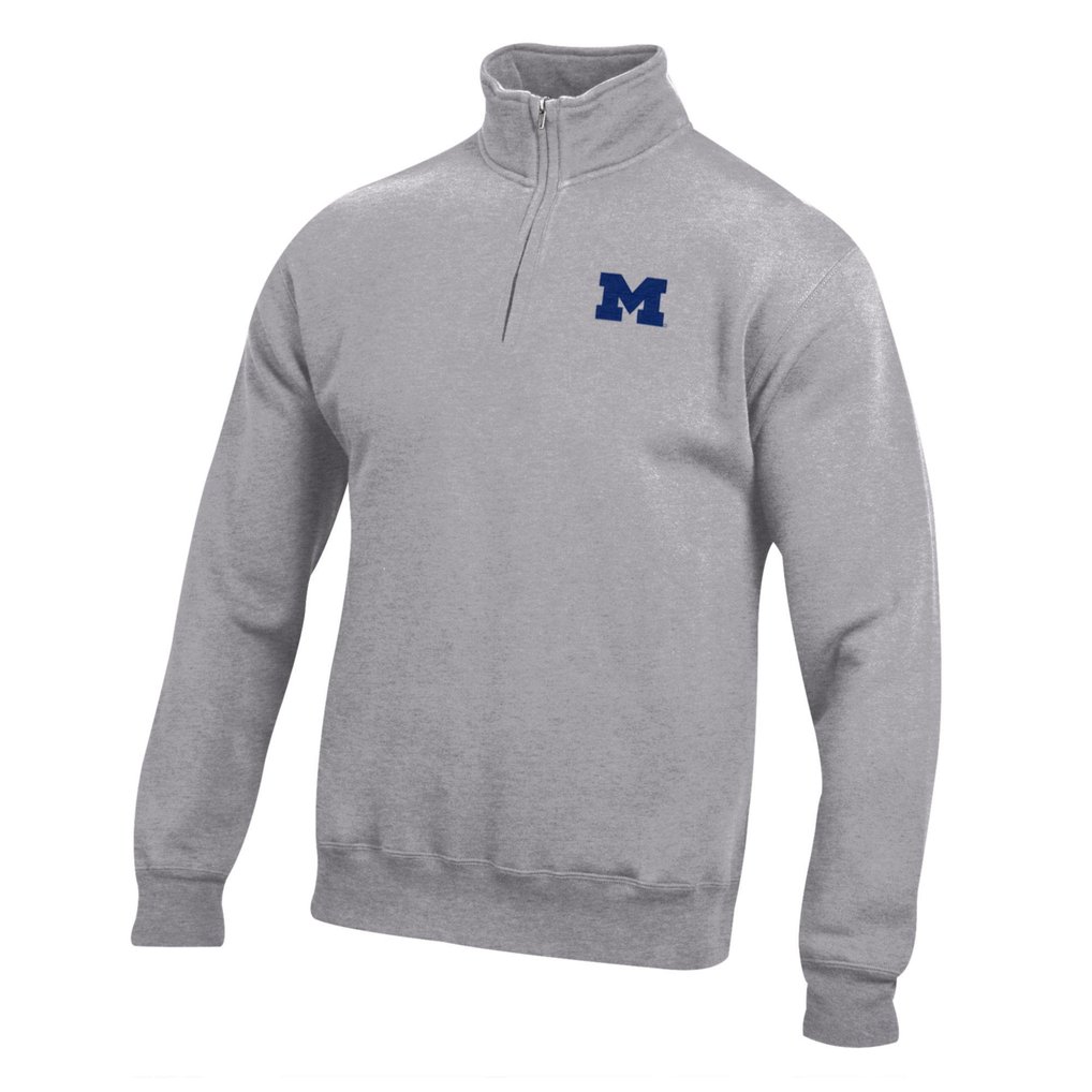 Michigan Wolverines Big Cotton Quarter-Zip Pullover Sweatshirt - Gray