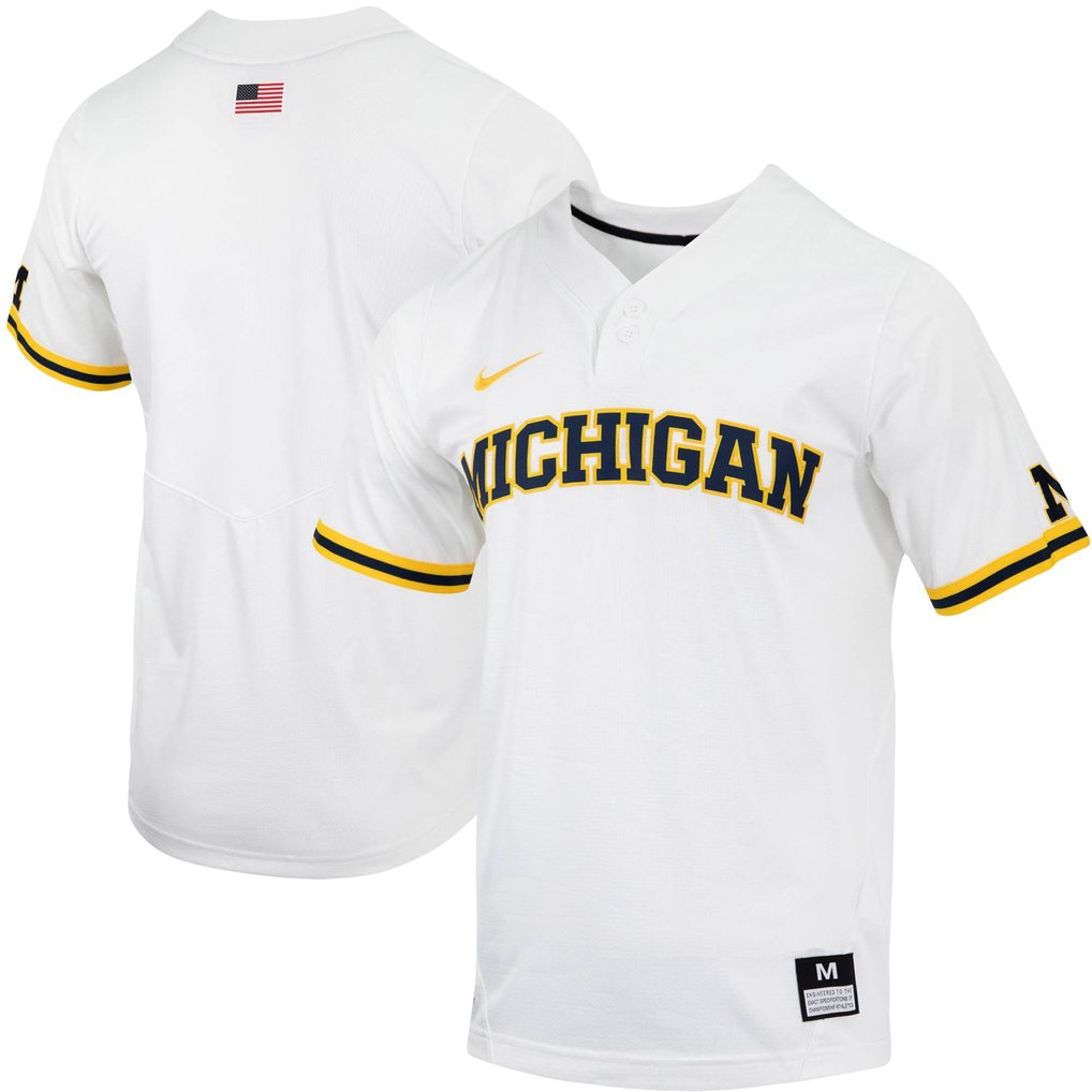 Michigan Wolverines Nike Replica Two-Button Baseball Jersey - White