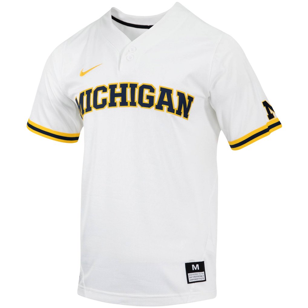 Michigan Wolverines Nike Replica Two-Button Baseball Jersey - White