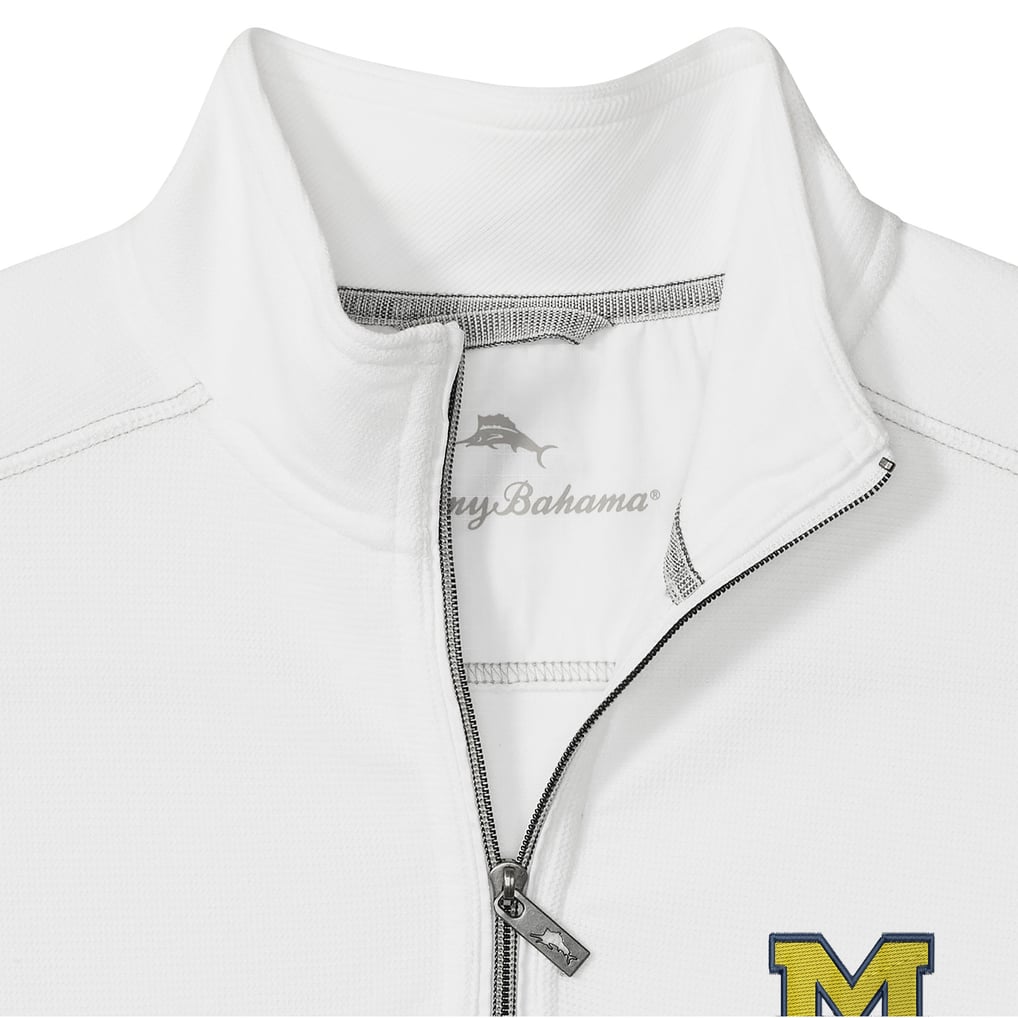 Michigan Wolverines Tommy Bahama Montego Bay Half-Zip Jacket - White