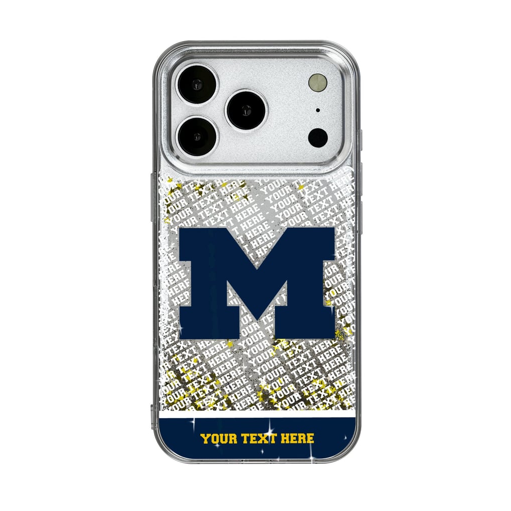 Michigan Wolverines iPhone Endzone Personalized Glitter Case