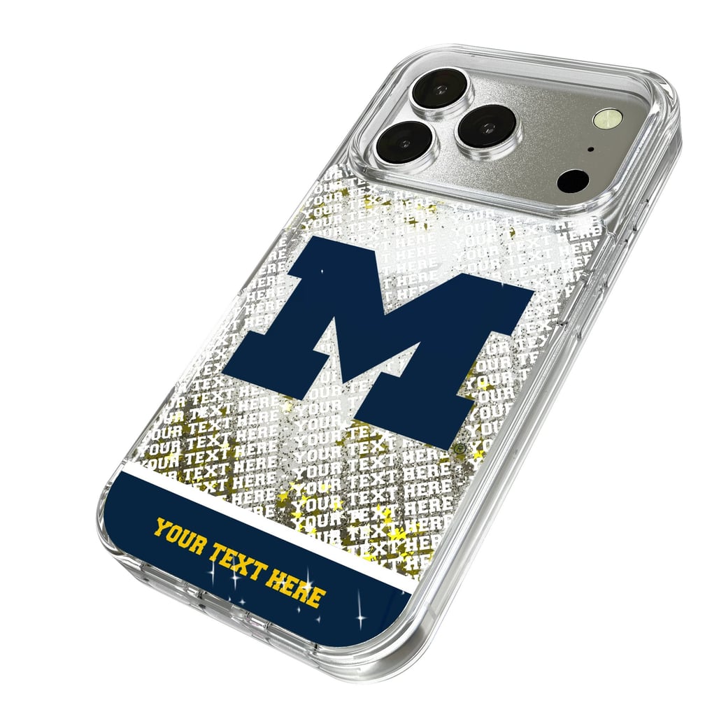 Michigan Wolverines iPhone Endzone Personalized Glitter Case