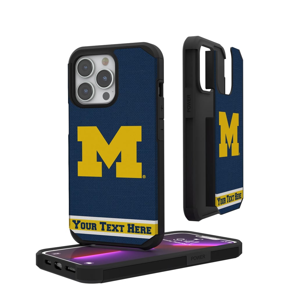 Michigan Wolverines iPhone Stripe Personalized Rugged Case