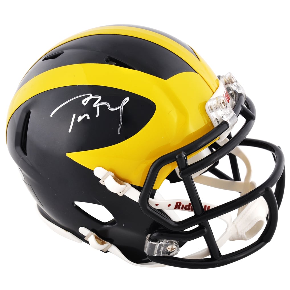 Tom Brady Michigan Wolverines Autographed Riddell Mini Helmet