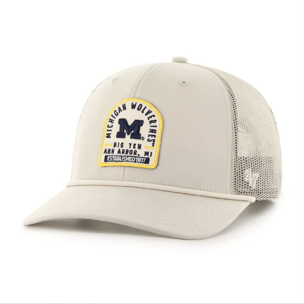  Michigan Wolverines '47 Unisex Core & Inline Gravestone Adjustable Trucker Hat - Cream