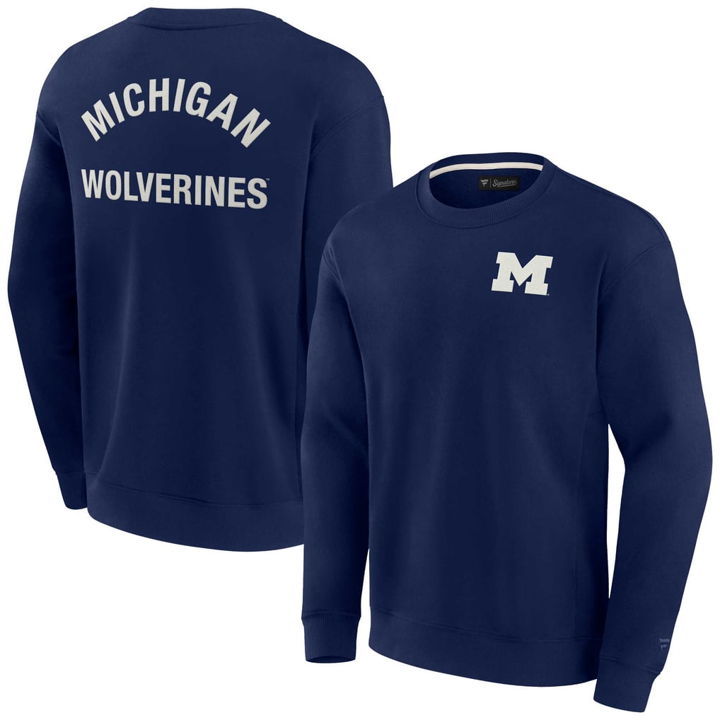 Michigan Wolverines Fanatics Unisex Super Soft Pullover Crew Sweatshirt - Navy